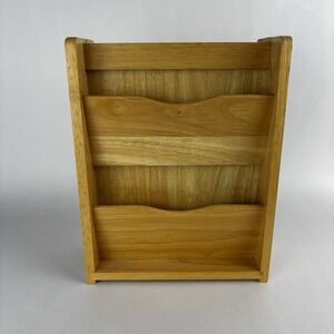 Vintage Pomerantz Maple Wood Mail Letter Holder W/Hidden Key Storage